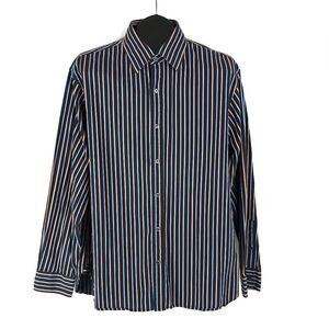 Michael Kors Striped Button Up Shirt Men's XL 100% Cotton Woven Casual Workwear